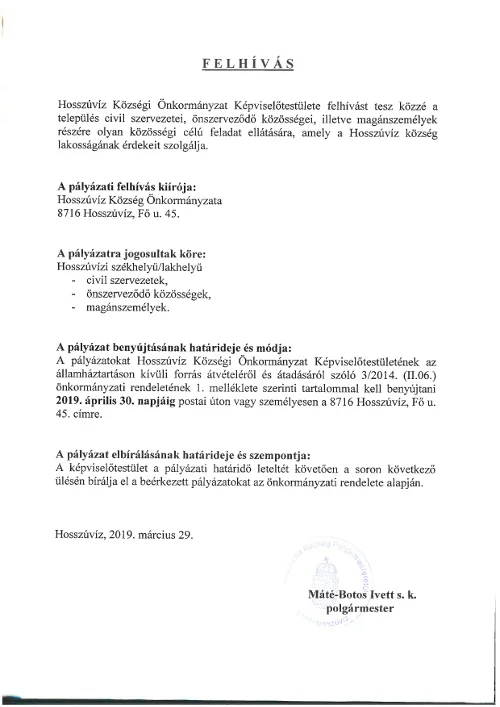 palyazat kozossegi feladatellatas 2019 H